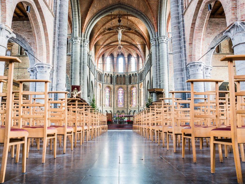 The empty Our Lady's Church (13th century) in Lissewege, Belgium