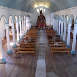 An interior shot of an empty church
